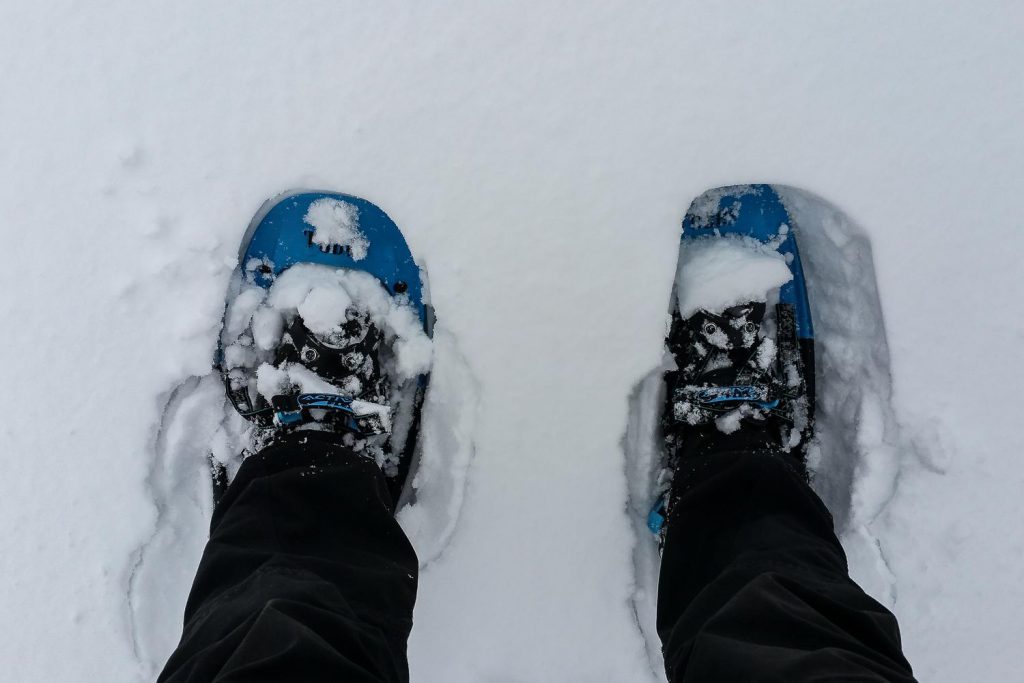 mit Schneeschuhen im Tiefschnee